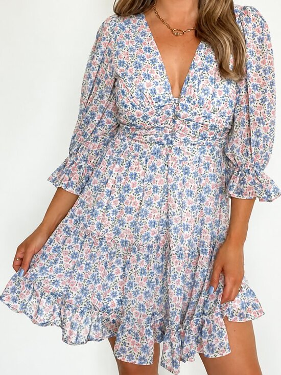 Peach Love California Dresses & Skirts - Vici Boutique Peach Love California Floral Puff Sleeve Tier Dress Women Small